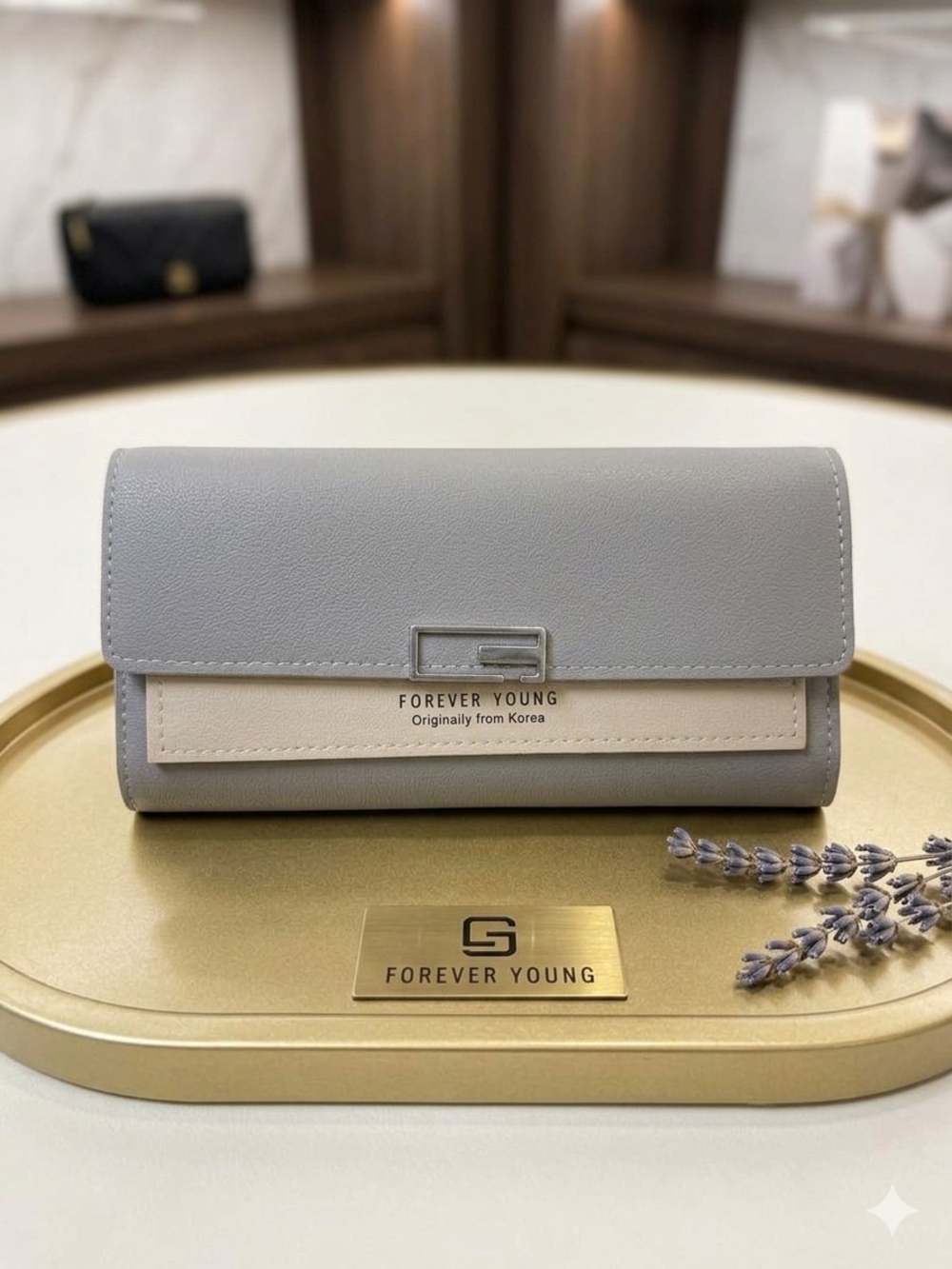 Forever Young Grey and Cream Women's Clutch Wallet